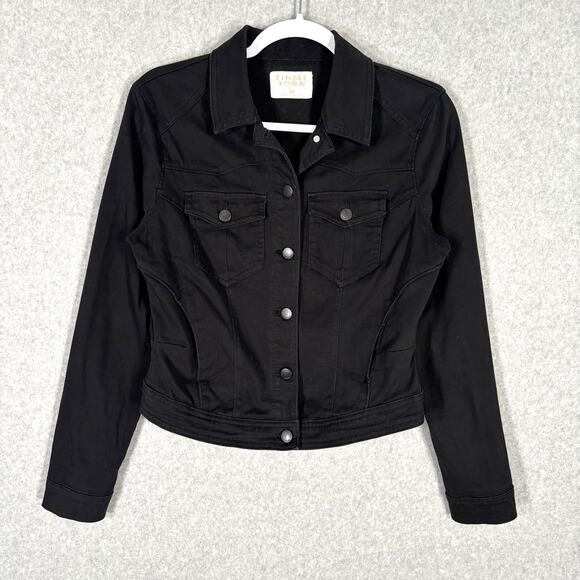 Tinsel Town Jean Jacket Medium Crop Corset Moto Basic Witchy‎ Whimsigoth Capsule - Picture 1 of 10